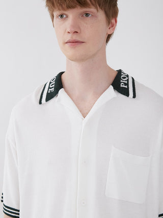 Smoothie Lite Tennis Logo Lounge Shirt featuring a retro-inspired black trimmed collar and lightweight fabric.