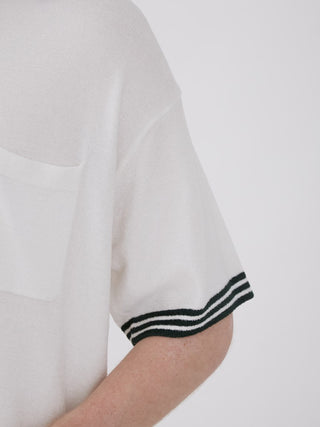 Close-up of Smoothie Lite Tennis Logo Lounge Shirt showcasing retro-inspired sleeve design.