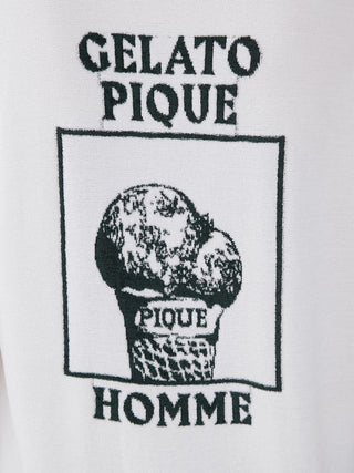 Black and white Gelato Pique Homme ice cream logo on fabric.