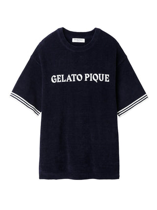 Men's Smoothie Lite Tennis Logo Lounge Top in navy with Gelato Pique branding, retro tennis-inspired design.