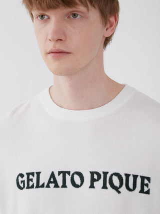 Man wearing Smoothie Lite Tennis Logo Lounge Top with Gelato Pique branding.
