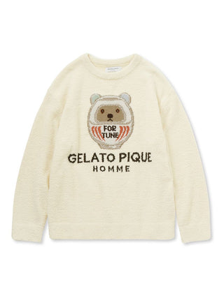 Baby Moco Bear Dharma Pullover Sweater in cream, Men's Pullover Sweaters at Gelato Pique USA.