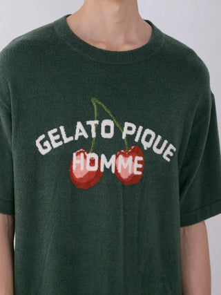MEN'S Smoothie Cherry Fleece Shirt with embroidered cherries and Gelato Pique branding.