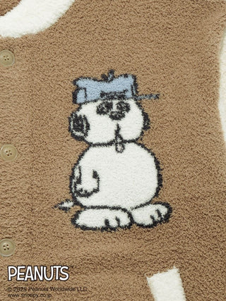 Peanuts Mens Olaf Babymoco Cardigan with Olaf Patchwork Design, Close Up of Fluffy Texture