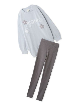 Airy Moco Flower Logo Jacquard Mini Dress and Mocore Leggings set by Gelato Pique, featuring a floral design and comfortable fit.