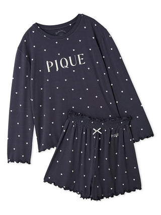Gelato Pique's navy  pajama with heart pattern
