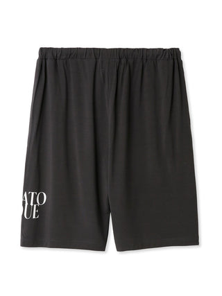Men's COOL Rayon Comfy Lounge Shorts in black with logo, durable and stylish loungewear for ultimate comfort, lightweight fabric.
