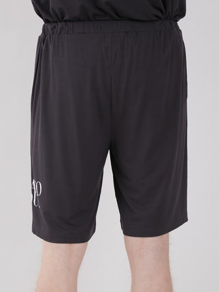 Men's COOL Rayon Comfy Lounge Shorts in black, showcasing the back view and relaxed fit, ideal for stylish comfort at home.