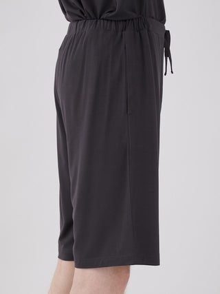 Men's COOL Rayon Comfy Lounge Shorts in dark color showcasing side view and elastic waistband for ultimate comfort and style.