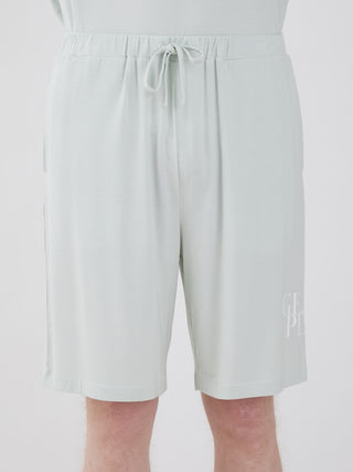 Men's COOL Rayon Comfy Lounge Shorts in light green, featuring a drawstring for adjustable fit and soft, breathable fabric.