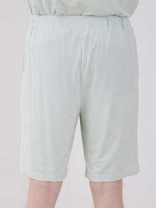 Back view of Men's COOL Rayon Comfy Lounge Shorts in light green, showcasing smooth and lightweight fabric for style and comfort.