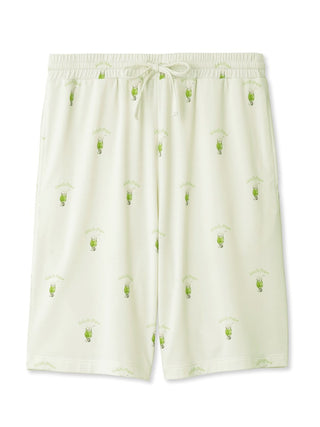 Men's Cream Soda Lounge Shorts with lime pattern by Gelato Pique, featuring jade-infused smooth rayon fabric for comfort.