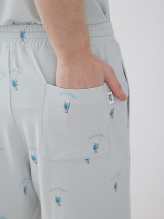 Men's Cream Soda Lounge Shorts in light blue with playful pattern by Gelato Pique, featuring unique jade-infused fabric for relaxation.