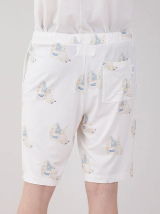 COOL MEN'S Polar Bear Motif Lounge Shorts with playful ice cream design, view from back, showcasing soft, breathable fabric.