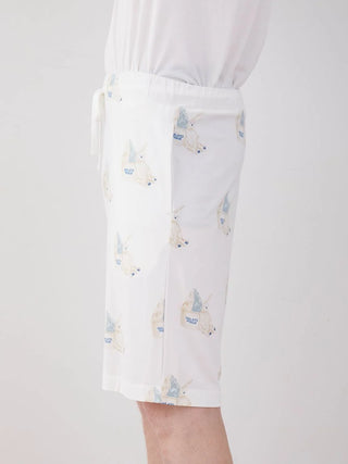 Side view of men's lounge shorts with polar bear ice cream motif, designed for comfort and style by Gelato Pique.
