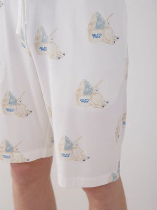 COOL MEN'S Polar Bear Motif Lounge Shorts with ice cream design by Gelato Pique, showcasing comfort and playful style.