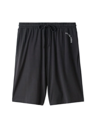 Men's black rayon lounge shorts with logo motif by Gelato Pique, featuring a soft, lightweight fabric for casual comfort.