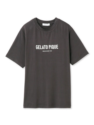 Men's rayon logo sleepwear t-shirt in dark gray, eco-friendly design, featuring a smooth texture and comfortable fit.