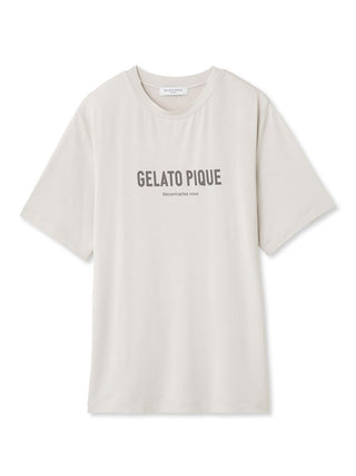 MEN'S Rayon Logo Sleepwear T-Shirt in beige featuring 'Gelato Pique' text. Sustainable, cool, and eco-friendly sleepwear top.