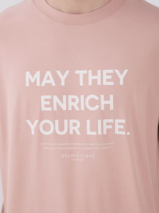 Pink loungewear shirt with 'May They Enrich Your Life' text and Gelato Pique branding, designed for comfort and style.