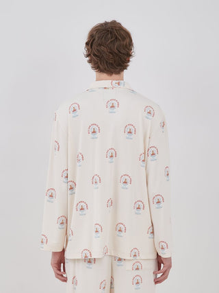 Back view of long sleeve sleep shirt with snow globe bear pattern, part of the "Slumberous Serenity" sleepwear collection.