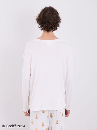 Back view of Steiff Men's James Long Sleeve Top in soft ivory, featuring a relaxed fit, designed for comfort and style.