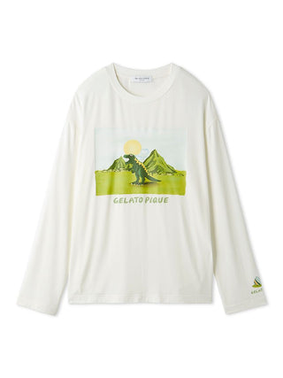 Men's dinosaur print long sleeve T-shirt by Gelato Pique, featuring a playful dinosaur design on soft fabric, ideal for casual wear.