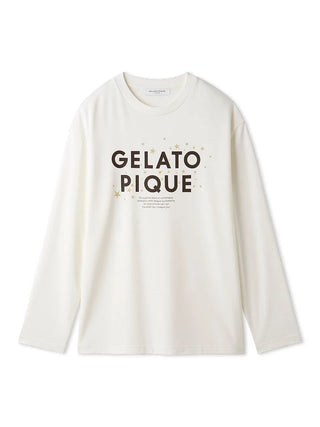 Men's Inlay Star Logo Long Sleeve T-Shirt by Gelato Pique featuring soft inlay fabric and celestial star motifs for a stylish look.