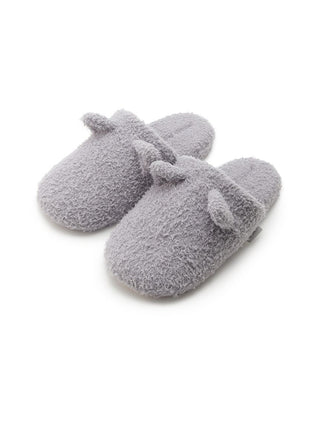 Men's Baby Moco Feather Cat Indoor Slip-On Shoes in grey, plush texture, designed for comfort and style.
