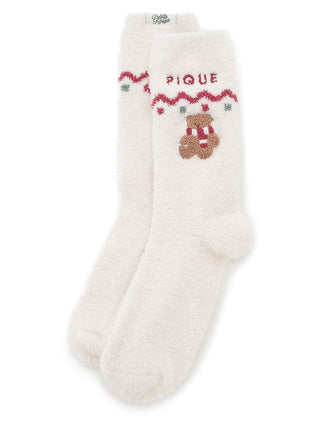 Mens Sagara BEAR Lounge Socks with bear embroidery and festive patterns on soft, fluffy fabric by Gelato Pique.