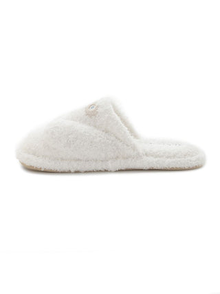 Men's Gelato Monster House Shoes - Cozy, fluffy white slip-on slippers with playful design, perfect for keeping feet warm and snug.