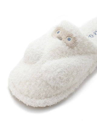 Men's Gelato Monster House Shoes in fluffy white material with playful monster design, cozy comfort for loungewear.