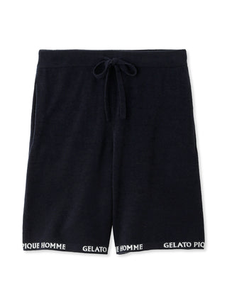 Men's Smoothie Light Comfy Lounge Shorts in black with drawstring waistband and logo hem detailing for stylish loungewear.