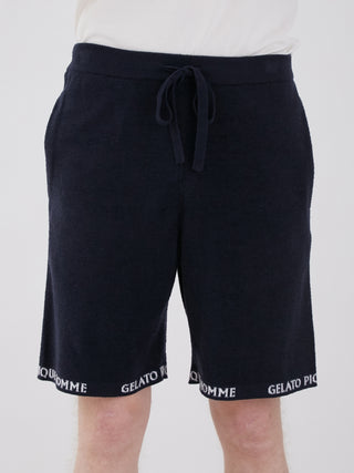 Men's Smoothie Light Comfy Lounge Shorts in black with drawstring, ideal for casual wear and comfort, featuring embroidered branding.