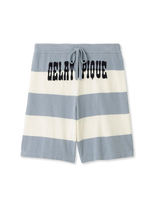 Smoothie Lite 2 Border Loungewear Shorts in blue and white stripes, made from lightweight material for comfort and summery style.