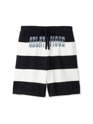 Smoothie Lite 2 Border Loungewear Shorts in black and white stripes, featuring comfortable fit and classic summer design.