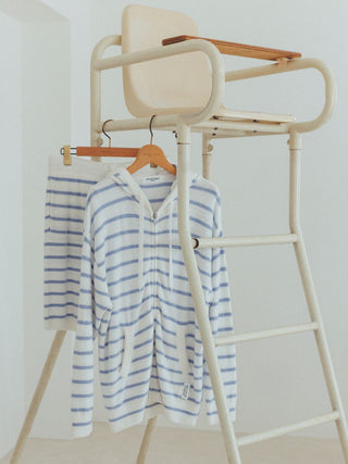 Men's Smoothie Striped Pajama Shorts and Hoodie on a Chair, Soft and Comfortable Loungewear