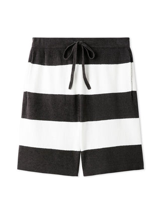 Men's Air Moco 2 Border Lounge Shorts with black and white stripes, featuring comfort fit and drawstring waist for casual wear.