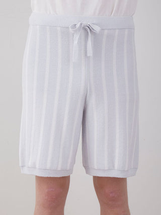 Men's light gray striped lounge shorts with a drawstring waist, showcasing casual comfort and modern style for everyday wear.