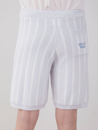 Back view of COOL MEN'S striped lounge shorts with pocket, showcasing soft fabric and stylish design for ultimate comfort.