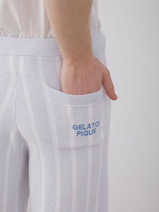 Close-up of COOL MEN'S striped lounge shorts showcasing pocket detail and soft fabric for ultimate comfort.