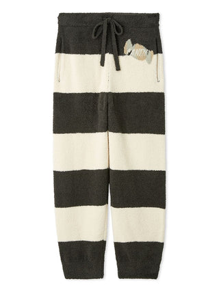 Baby Moco Jacquard Lounge Pants in dark and light stripes, featuring soft, fluffy fabric for ultimate comfort and playful charm.