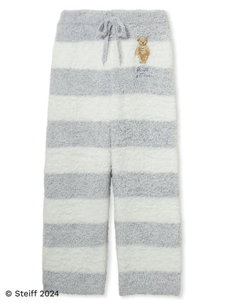 Steiff Men's Gelato 2 Border Fuzzy Pajama Pants with gray and white stripes, featuring a soft fluffy knit for ultimate comfort.