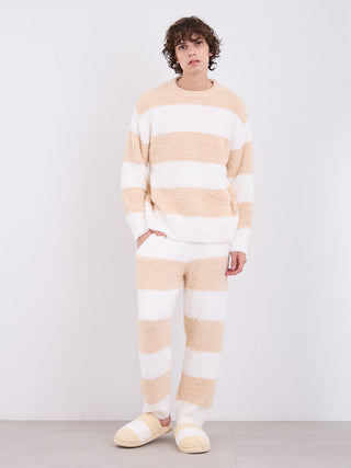 Men's Gelato 2 Border fuzzy pajama pants and sweater in stripes, soft loungewear for ultimate comfort, luxury men's fashion.