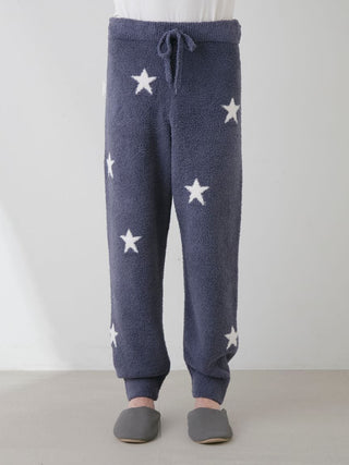 Powder Star Jacquard Lounge Pants with white star pattern, soft knit fabric, perfect for cozy and stylish loungewear.