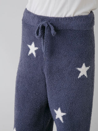 Powder Star Jacquard Lounge Pants with star pattern, cozy blue knit, and drawstring waist for comfort and style from Gelato Pique USA.