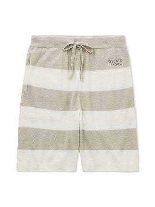 Gelato Pique USA Smoothie 2-Border Lounge Shorts in beige and cream, cozy and luxurious loungewear for ultimate comfort and style.