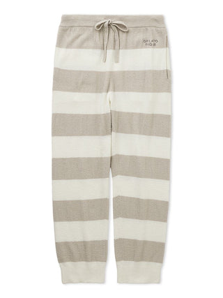 Gelato Pique Smoothie 2-Border Lounge Pants in beige and white stripes, cozy and stylish loungewear for ultimate relaxation.
