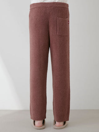 Back view of men's Babymoco Bear Motif Ribbed Lounge Pants in soft brown fabric by Gelato Pique USA.