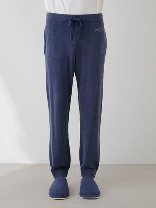 Navy blue Temperature-Control Smoothie Lounge Pants with slippers, featuring soft and breathable fabric by Gelato Pique USA.